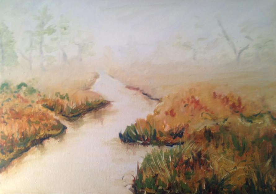 Oil Painting of Creek in Maine