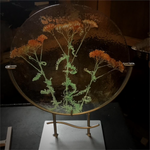 Glass art with yarrow